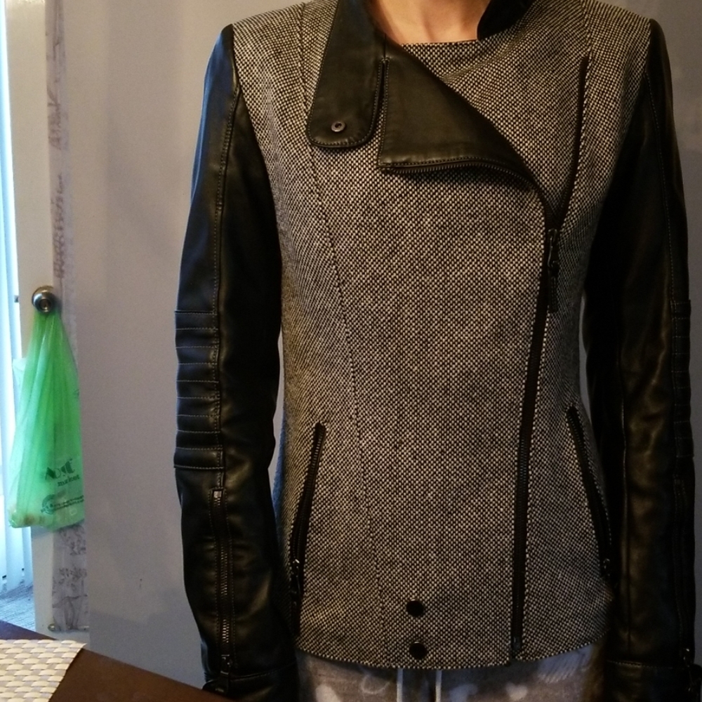 Leather and fabric  jacket